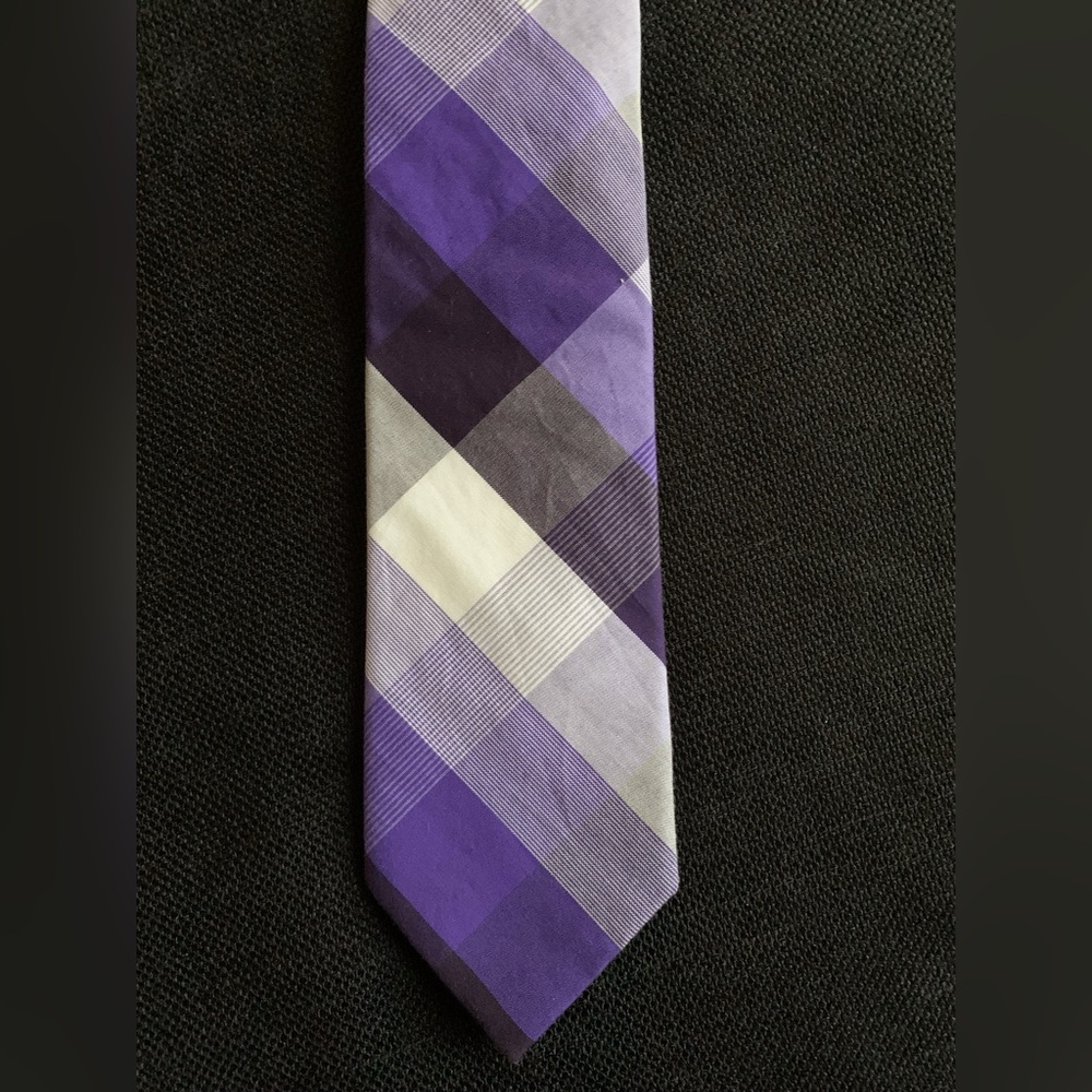 Vintage Express Purple and Gray Checkered Cotton Tie